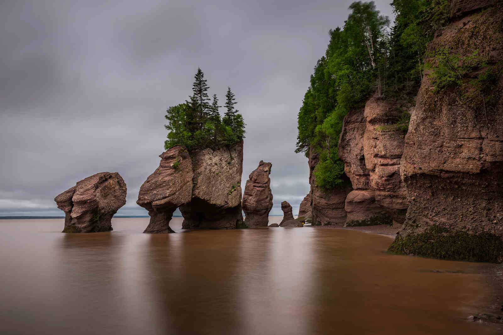 The Hopewell Rocks in New Brunswick, Canada.  Beautiful flowerpot rocks showcasing the power of the Bay of Fundy's natural tides.