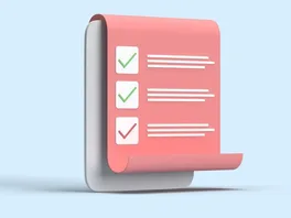A 3d rendering of a cartoonish checklist