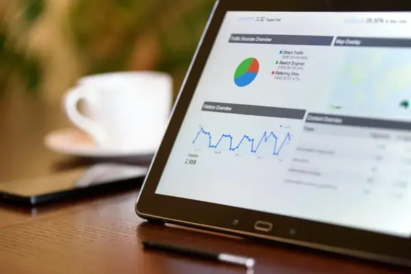 Website analytics dashboard showing traffic and performance